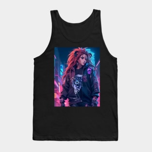 Lion woman portrait cyber art Tank Top